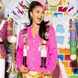 NWT Queen of Sparkles Pink Nutcracker Sweater Cardigan Size XS